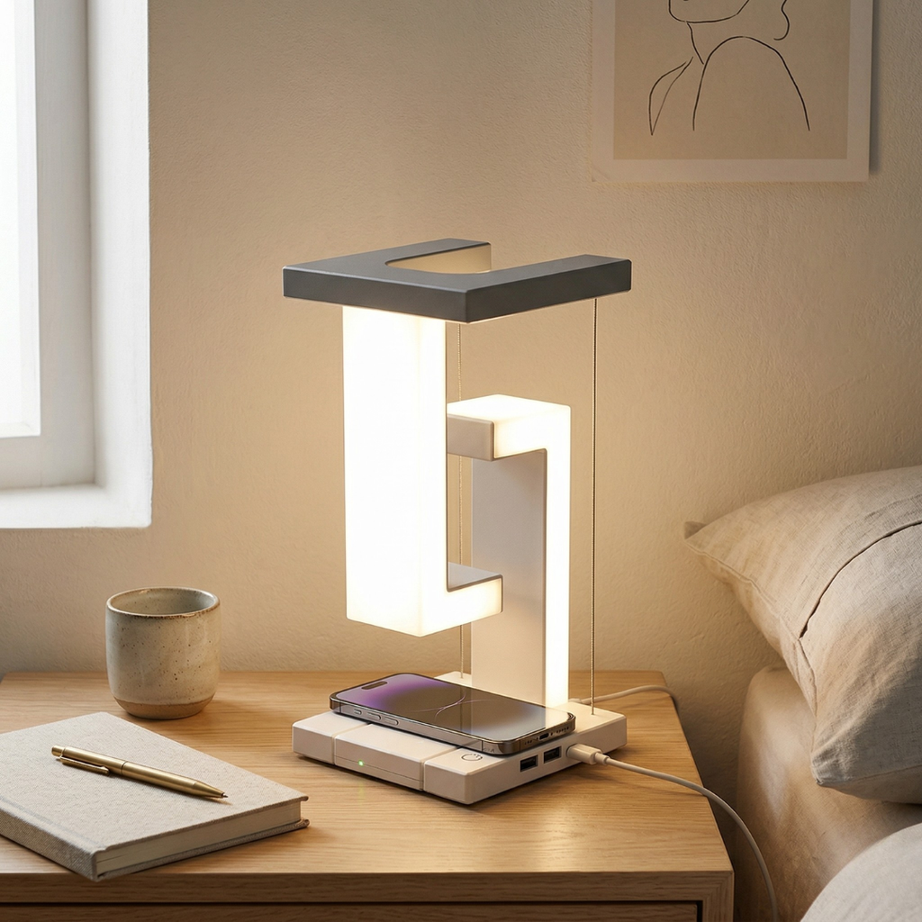 Floating Desk Lamp With Built-In Wireless Charging | Temsk