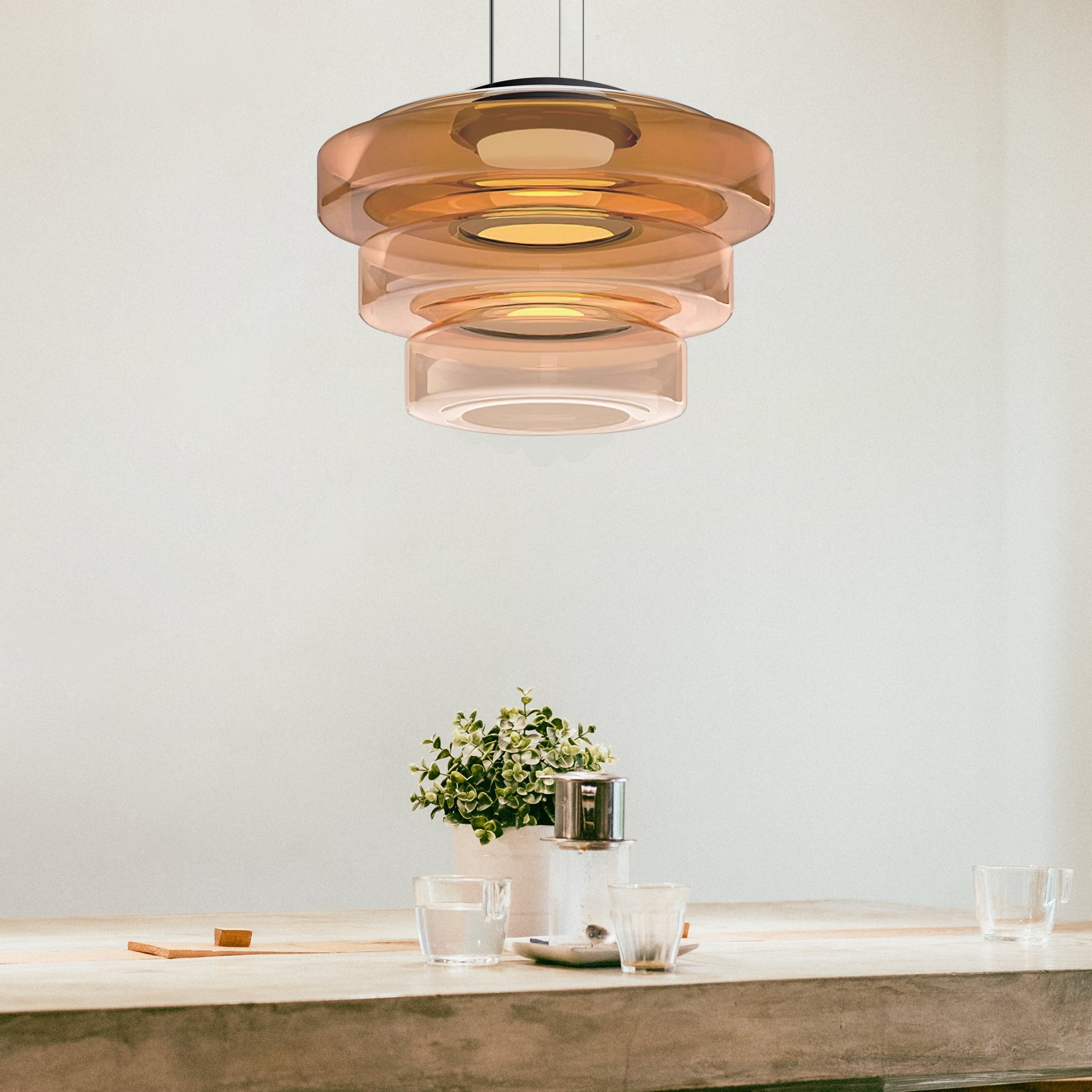 Bauhaus Style Moon Motif Glass Pendant Ceiling Light | Temsk