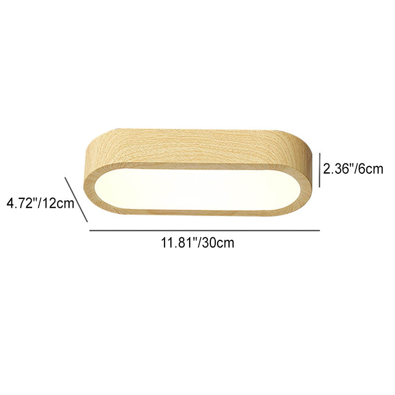 Natural Wood Grain Flush Mount LED Ceiling Light With Built-In 8W | Temsk