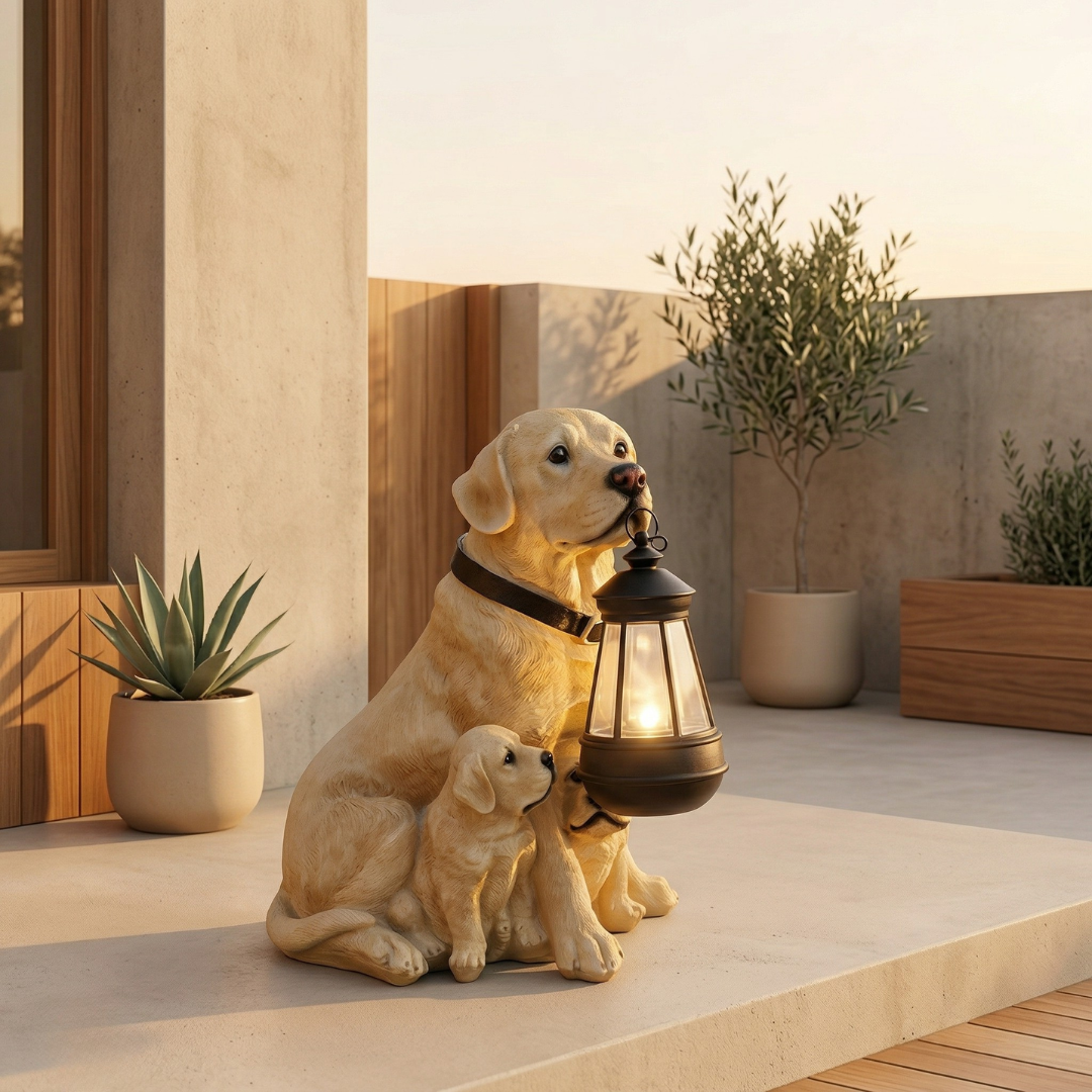 Solar Puppy Garden Ornament for Outdoor Patio and Garden Decor | Temsk