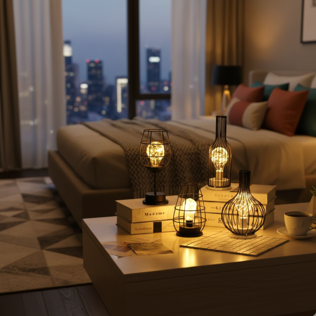 Industrial Cage Table Lamp For Indoor Living Rooms | Temsk