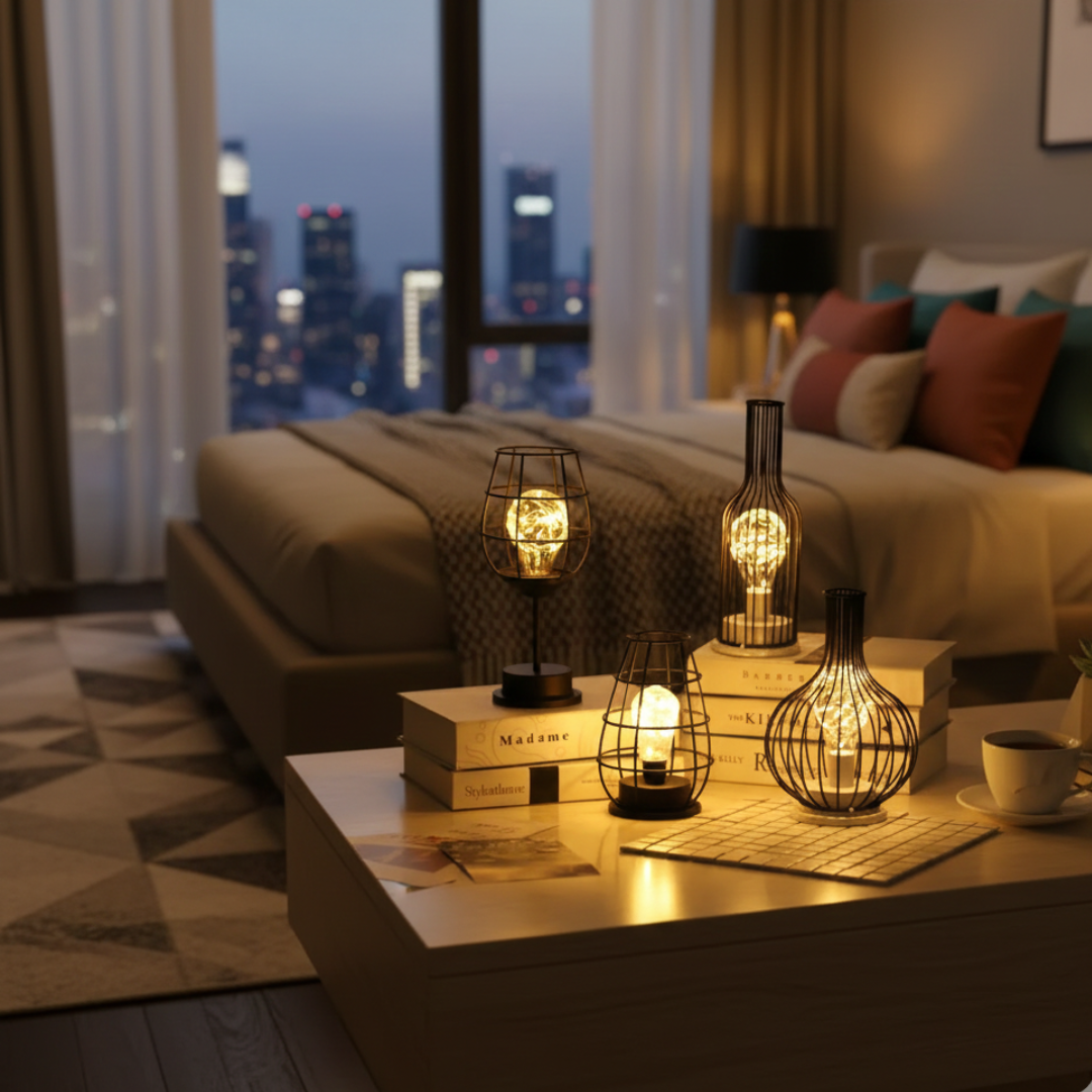 Industrial Cage Table Lamp For Indoor Living Rooms | Temsk