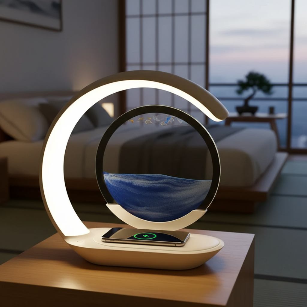 Lampada da tavolo a clessidra LED con ricarica wireless | Temsk