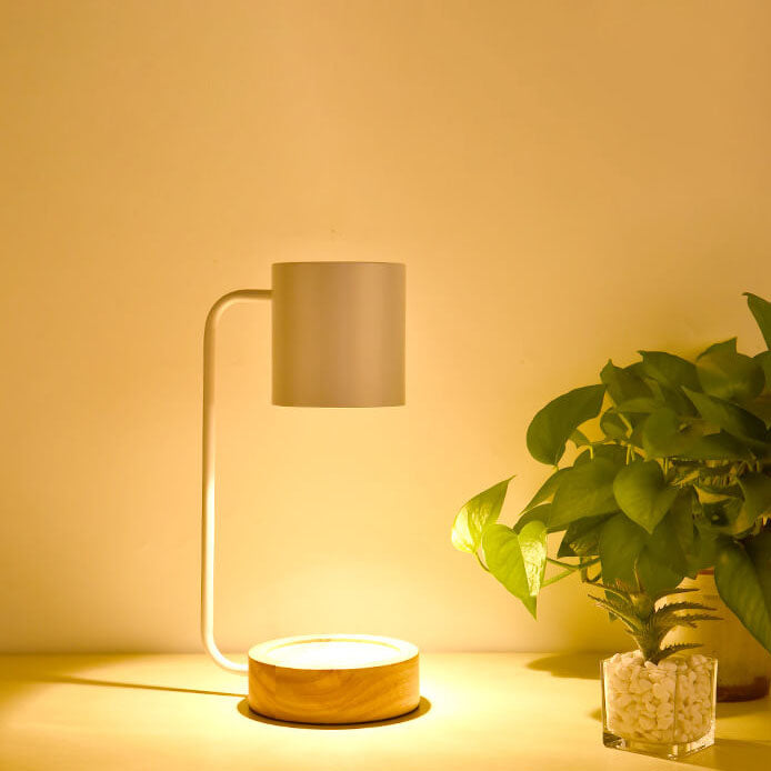 Japanischer minimalistischer Wachsschmelzer mit Holzsockel und dimmbarem Licht | Temsk