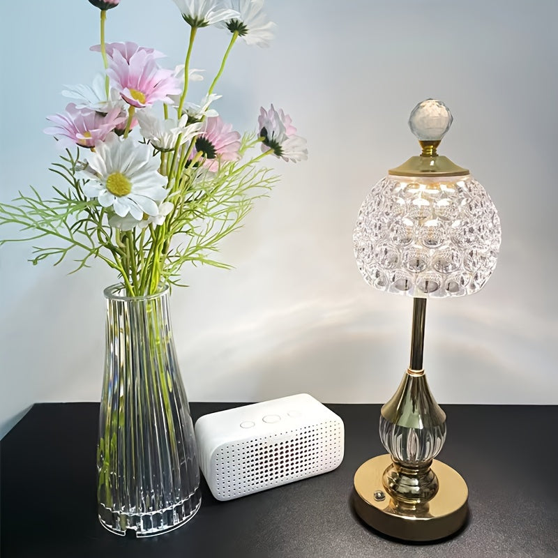 Kristall-Touch-Nachttischlampe mit wiederaufladbarem LED-Licht | Temsk