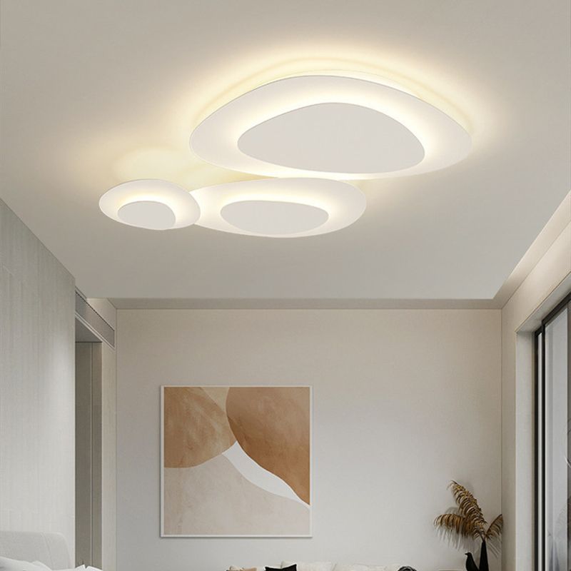 Three-Part Organic LED Ceiling Light In White Metal, Dimmable, Ideal For Living Room | Temsk