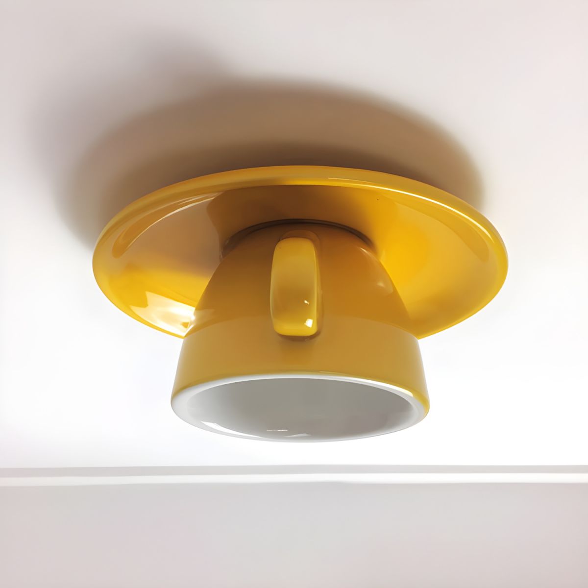 Coffee Cup Ceramic Ceiling Light With LED In Blue Pink For Bedroom And Living Room | Temsk