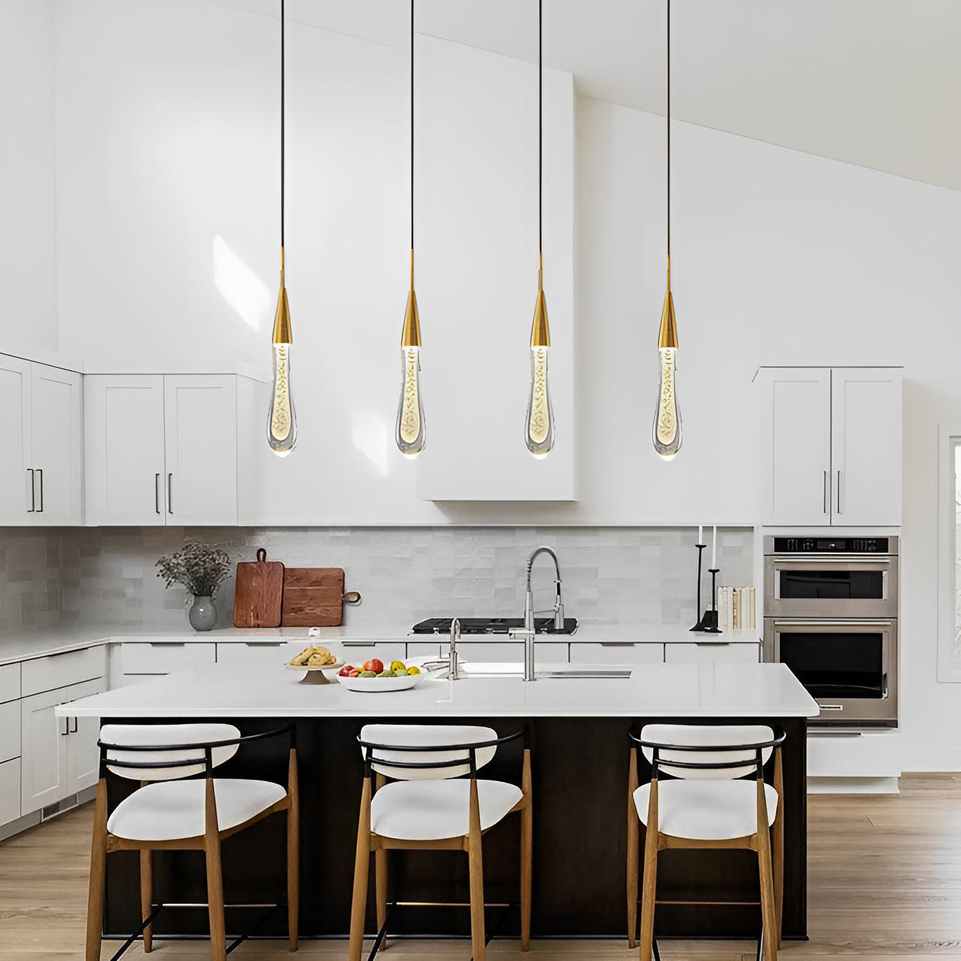 Auric Golden Droplet Pendant Lights with Crystal Finish | Temsk
