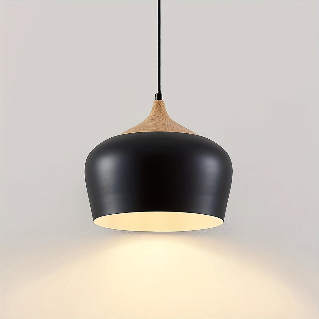 Moderne skandinavische Pendelleuchte mit Eisen- und Holzmaserungs-Design | Temsk