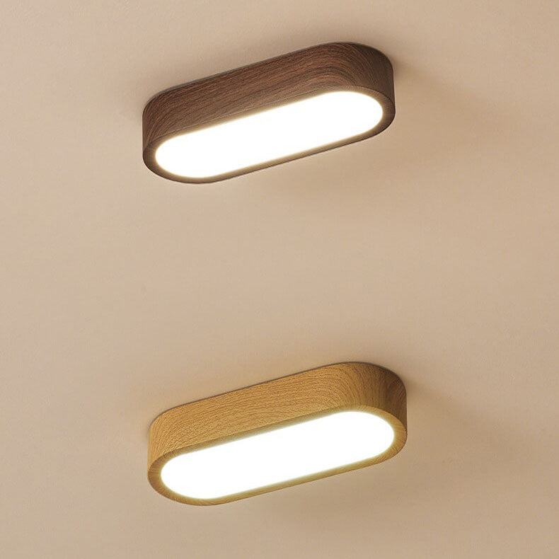 Natural Wood Grain Flush Mount LED Ceiling Light With Built-In 8W | Temsk