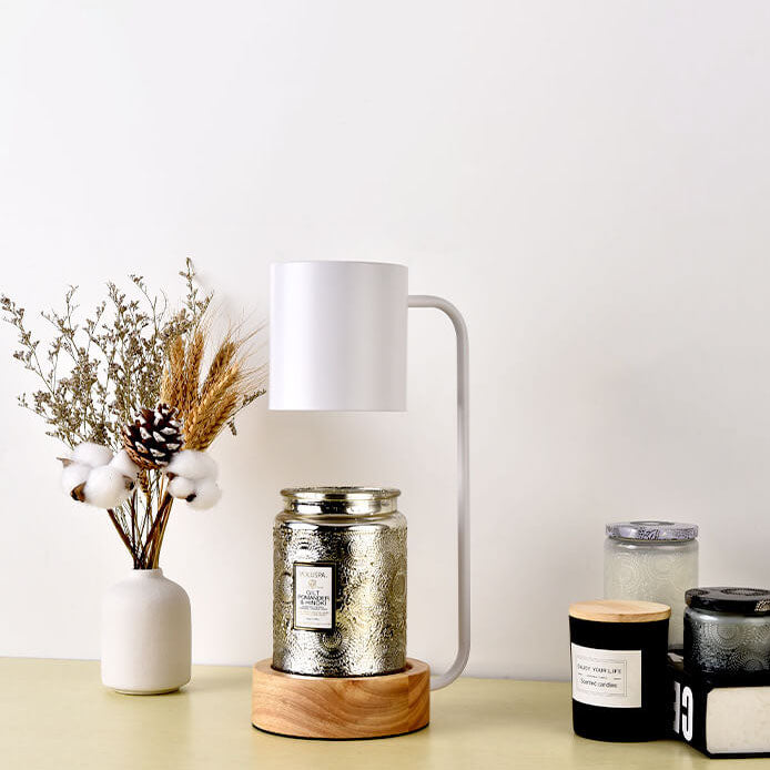 Japanischer minimalistischer Wachsschmelzer mit Holzsockel und dimmbarem Licht | Temsk