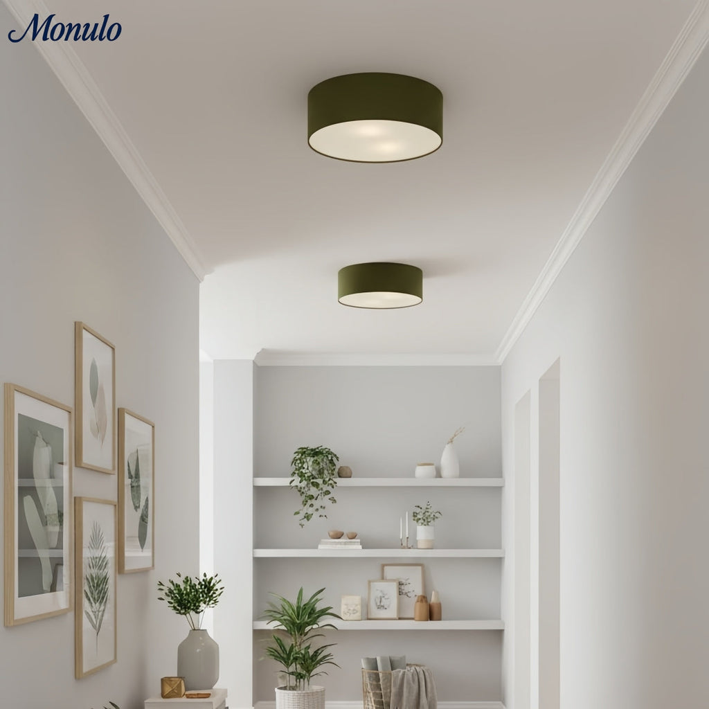 Linen Shade Drum Ceiling Light, Diameter 30/45 Cm, Scandinavian Modern Living Room Lamp | Temsk