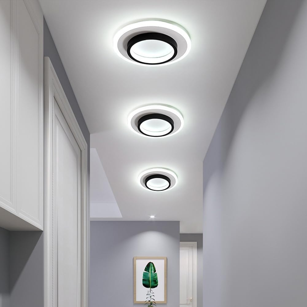 Round LED Ceiling Light With Halo Ring, Metal And Acrylic Flush Mount | Temsk