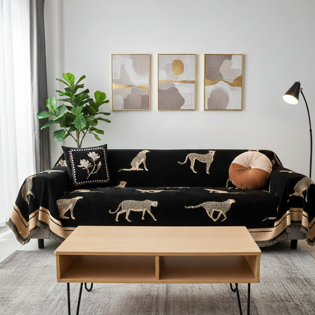 Potah na pohovku se vzorem inspirovaným safari a designem geparda pro domácí mazlíčky | Temsk