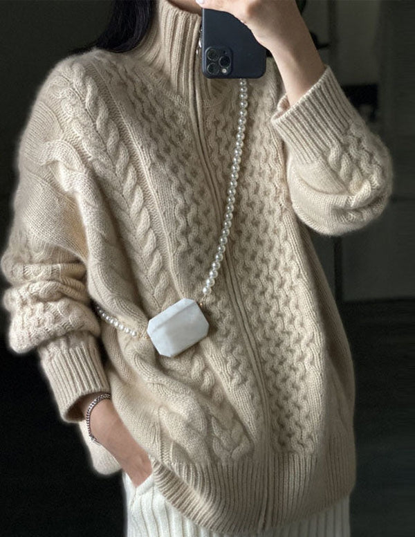 Aurelia Cashmere Cardigan With High Neck For Year Round Comfort | Temsk