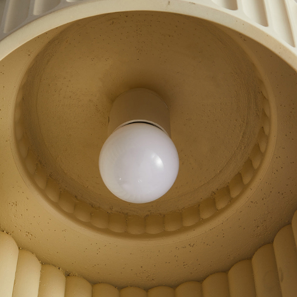 Ribbed Resin Ceiling Light E27 White Compact Retro Design Lamp For Living Room | Temsk
