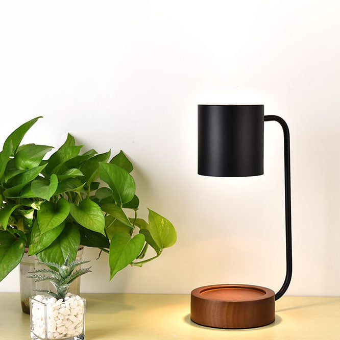 Japanischer minimalistischer Wachsschmelzer mit Holzsockel und dimmbarem Licht | Temsk