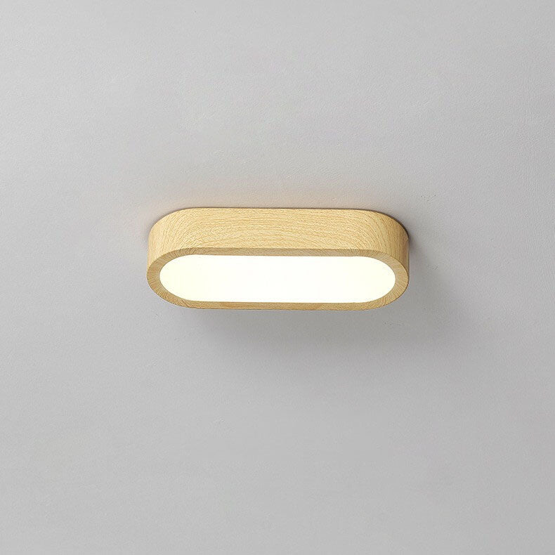 Natural Wood Grain Flush Mount LED Ceiling Light With Built-In 8W | Temsk