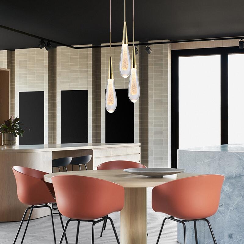 Auric Golden Droplet Pendant Lights with Crystal Finish | Temsk