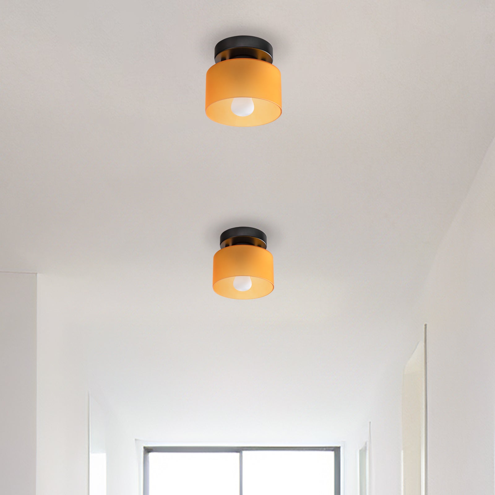 Amber glas retro loftslampe E27/E26 til køkken, gang og stue | Temsk