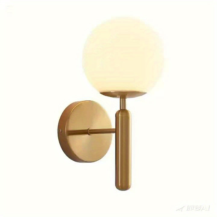 Modern Glass Globe Wall Sconce With Polished Metal Mounting | Temsk