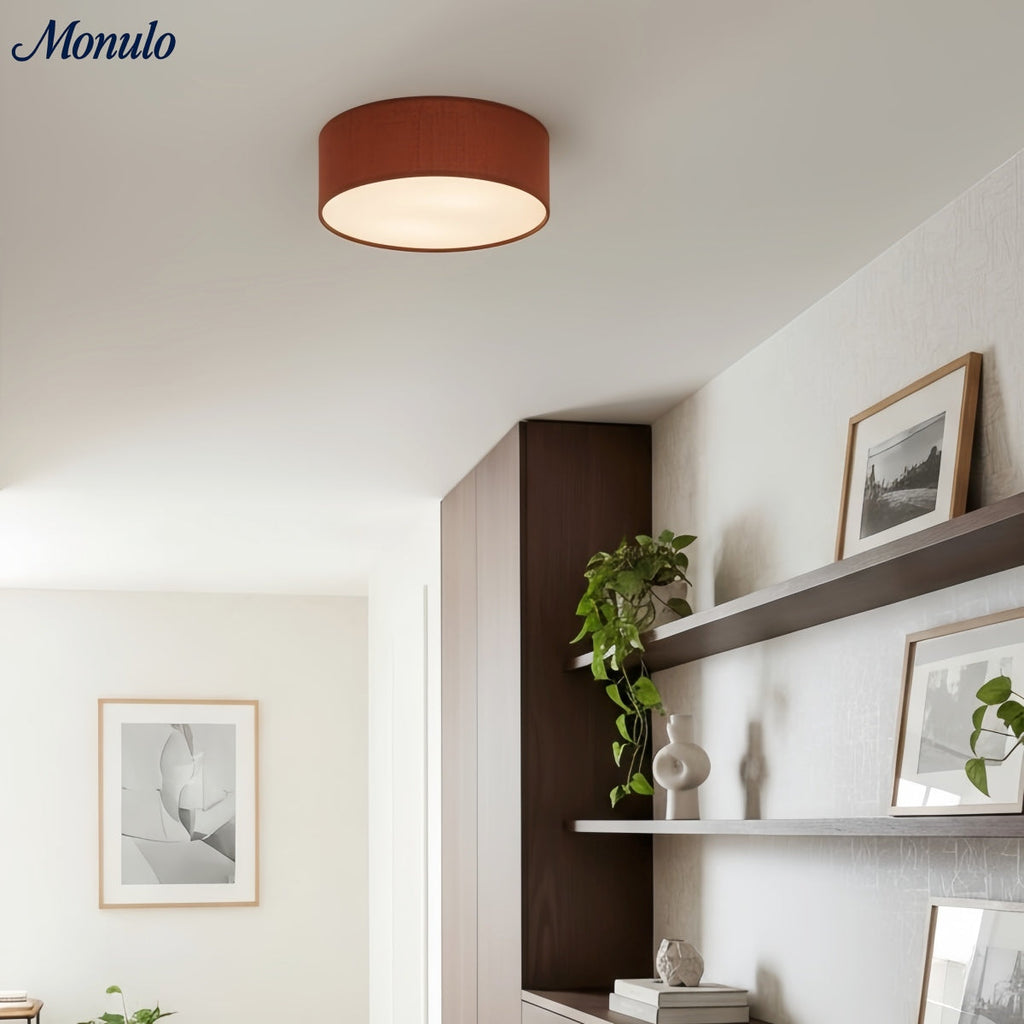 Linen Shade Drum Ceiling Light, Diameter 30/45 Cm, Scandinavian Modern Living Room Lamp | Temsk