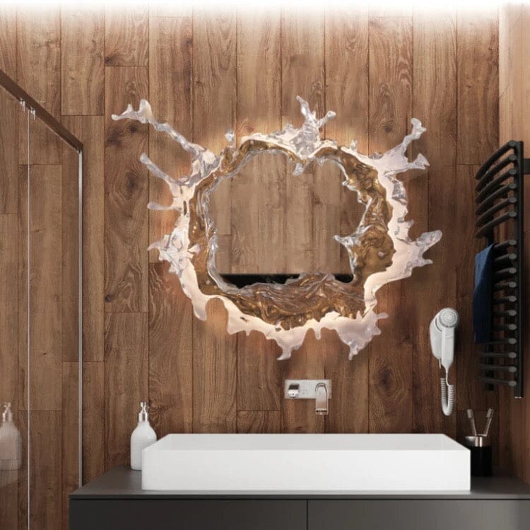 Water Splash LED Mirror with Warm Glow and Waterproof Resin | Temsk