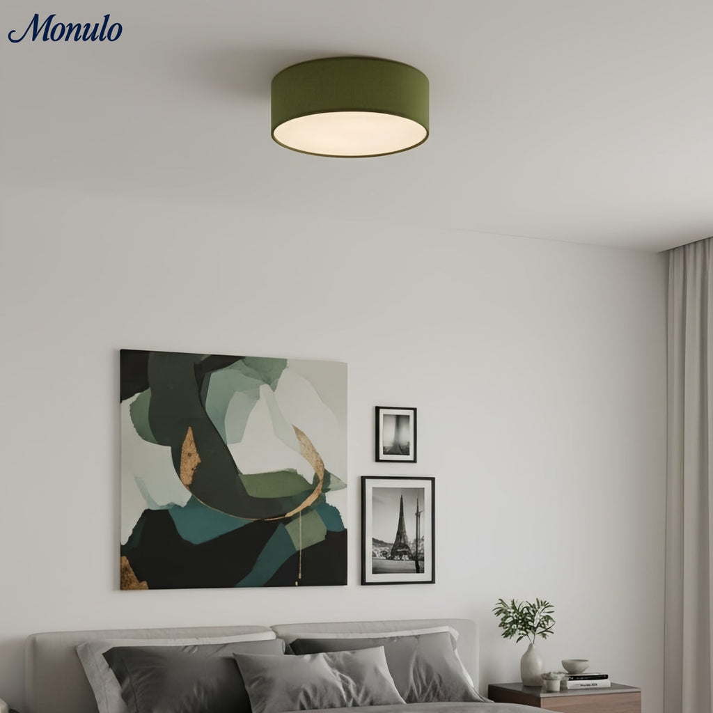 Linen Shade Drum Ceiling Light, Diameter 30/45 Cm, Scandinavian Modern Living Room Lamp | Temsk