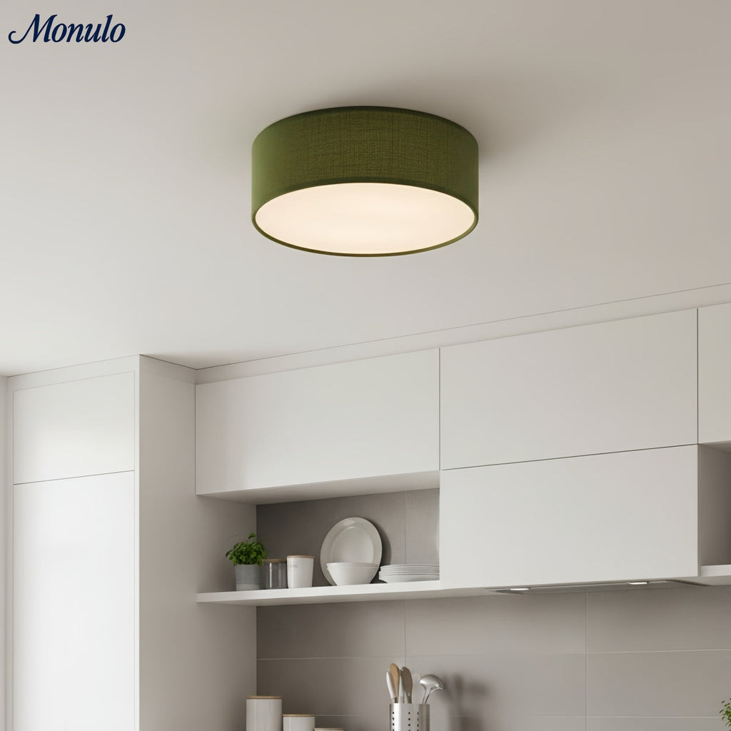 Linen Shade Drum Ceiling Light, Diameter 30/45 Cm, Scandinavian Modern Living Room Lamp | Temsk