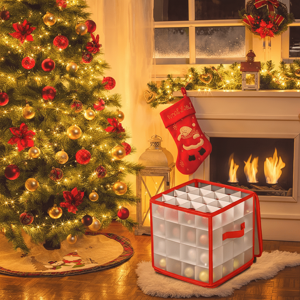 Clear Plastic Ornament Box For Christmas Decorations Storage | Temsk