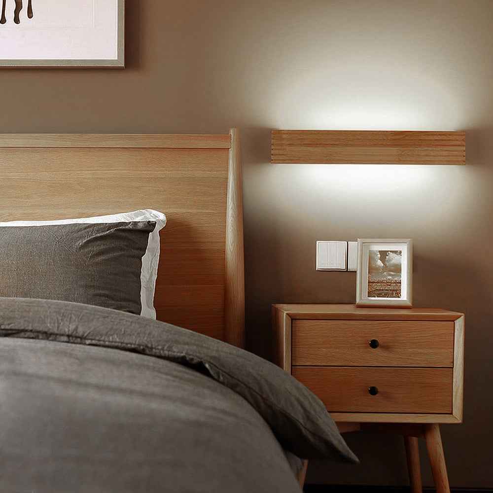 Zeitgenössische Wandleuchte im Holz-LED-Design für Schlafzimmer und Wohnzimmer | Temsk