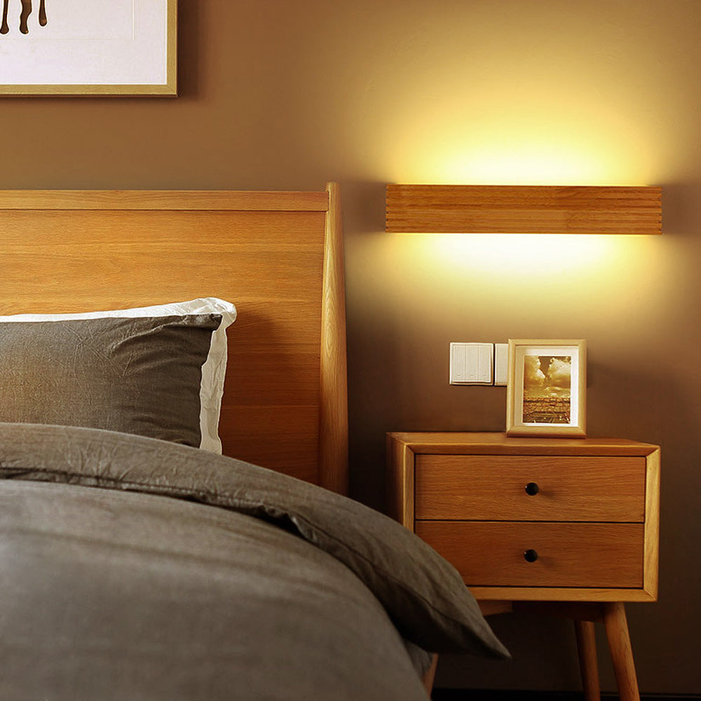 Zeitgenössische Wandleuchte im Holz-LED-Design für Schlafzimmer und Wohnzimmer | Temsk
