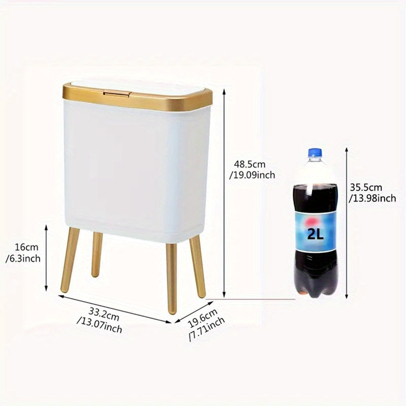 15L Odour Sealing Trash Can With Raised Feet For Kitchen, Living Room, Bathroom | Temsk