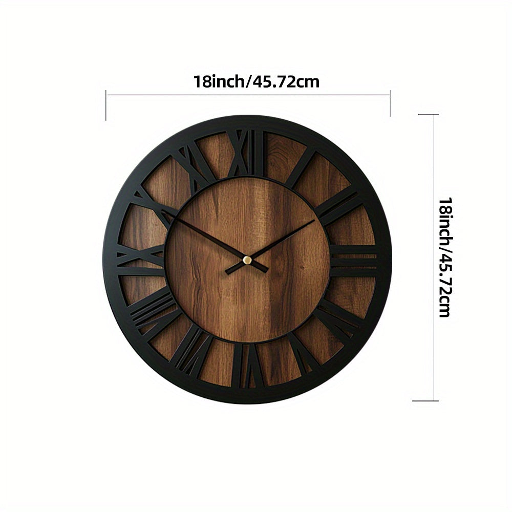 Klassische Vintage-Holzwanduhr mit Zifferblatt in römischen Zahlen | Temsk