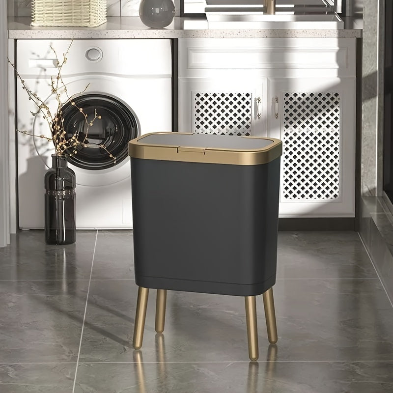 15L Odour Sealing Trash Can With Raised Feet For Kitchen, Living Room, Bathroom | Temsk