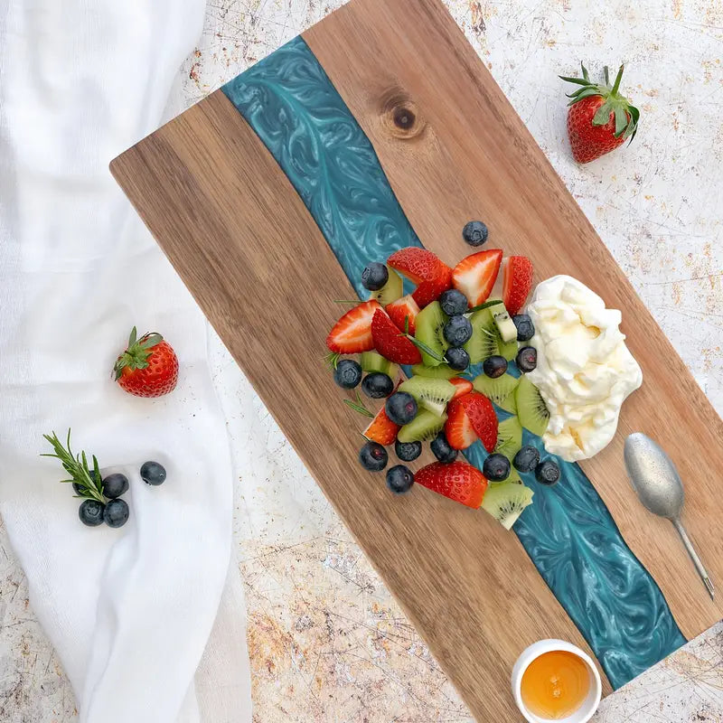 Acacia Wood Resin River Board For Charcuterie And Cheese | Temsk