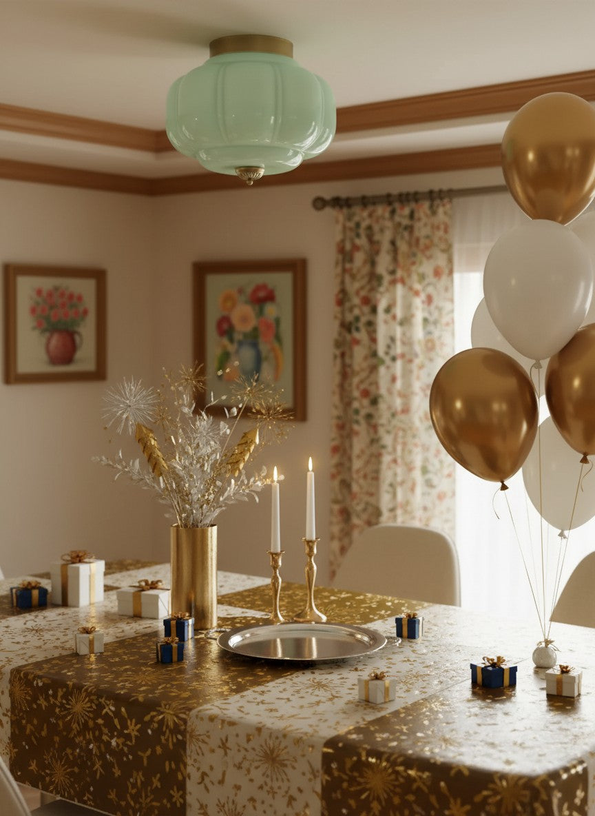 Milk Glass Ceiling Light With Glass Shade, Modern Flush Mount, Scandinavian Style | Temsk