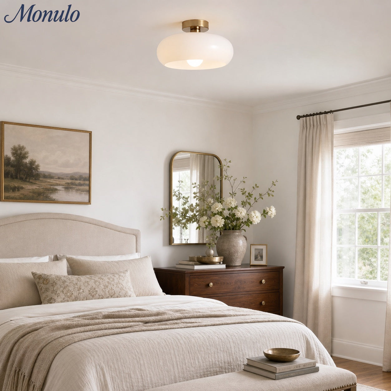 Bauhaus Glass Disk Ceiling Light In Brass Or Chrome Finish, Orange-Yellow Or White Glass | Temsk