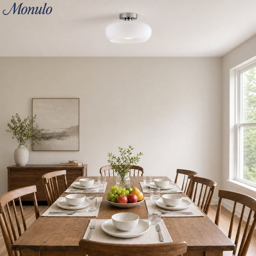 Bauhaus Glass Disk Ceiling Light In Brass Or Chrome Finish, Orange-Yellow Or White Glass | Temsk