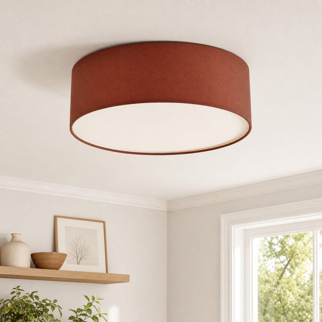 Linen Shade Drum Ceiling Light, Diameter 30/45 Cm, Scandinavian Modern Living Room Lamp | Temsk