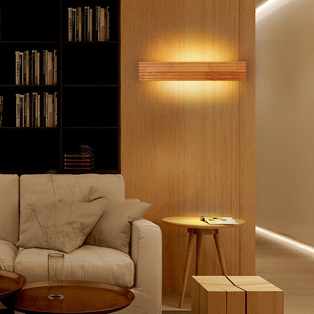 Zeitgenössische Wandleuchte im Holz-LED-Design für Schlafzimmer und Wohnzimmer | Temsk