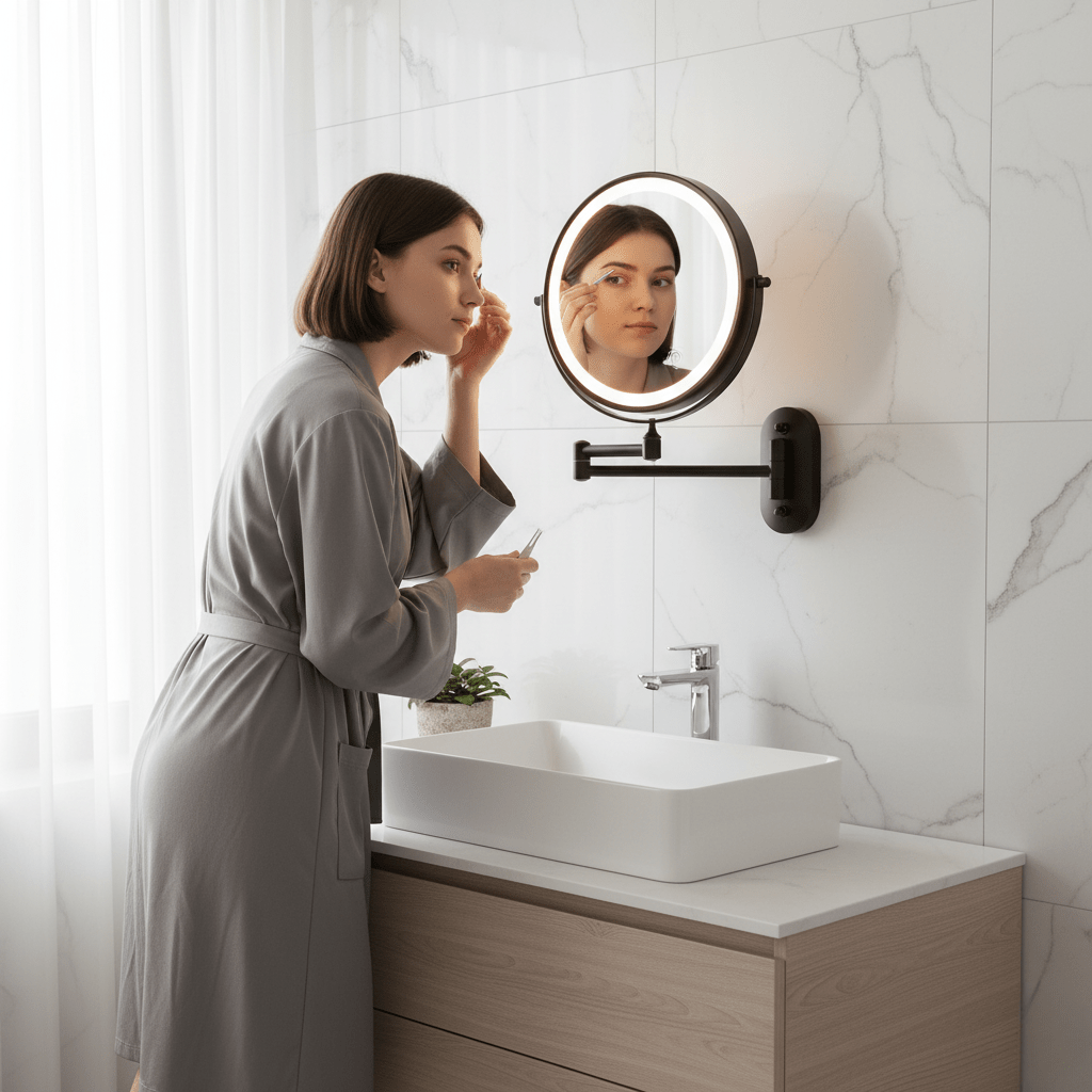 LumiView LED Magnifying Mirror With Adjustable Lighting And Rechargeable Battery | Temsk