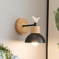 Nordische Holz-Vogel-Wandlampe mit LED-Bettleseleuchte | Temsk