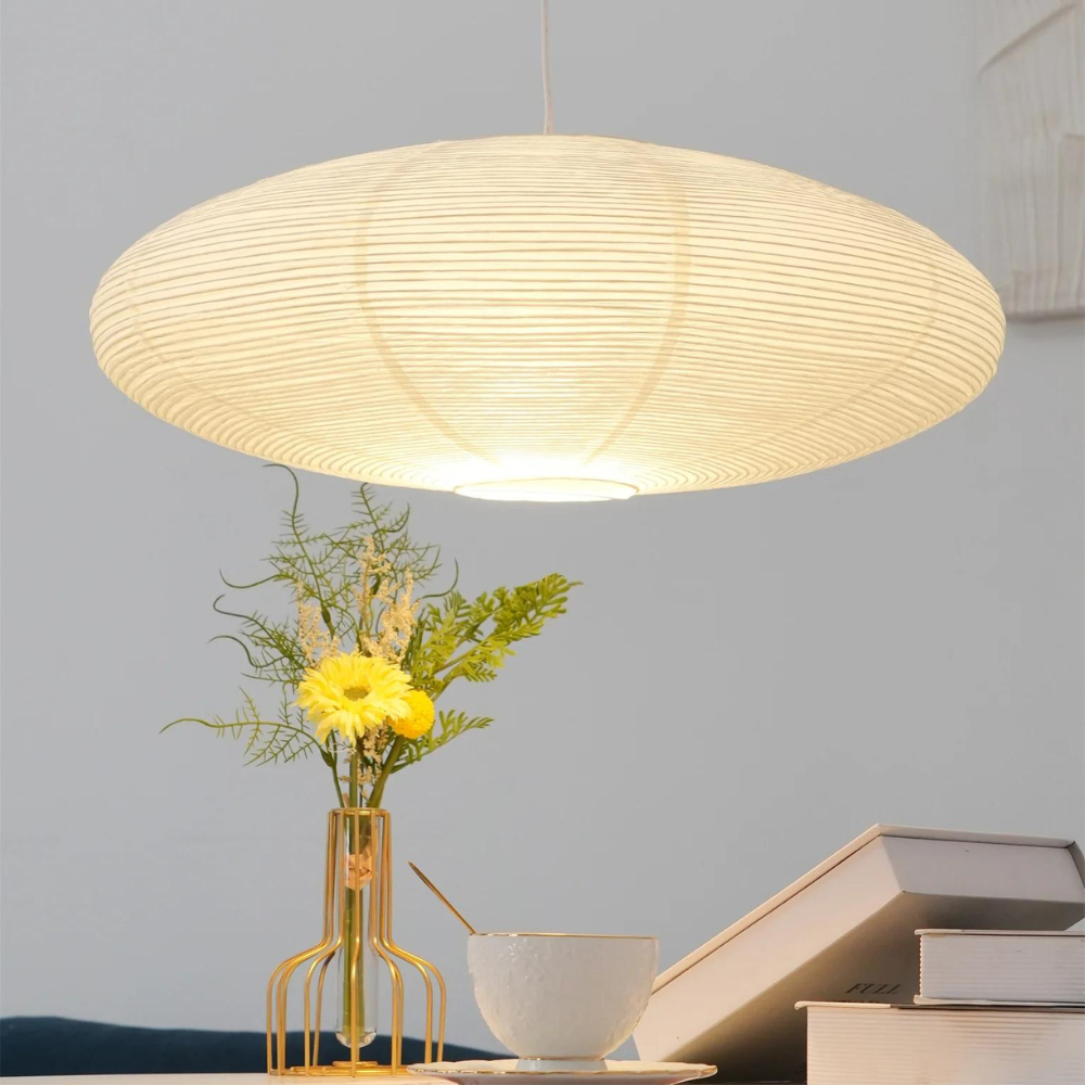 Mulberry papir Japandi loftslampe med geometrisk hvid LED 50/60 cm | Temsk
