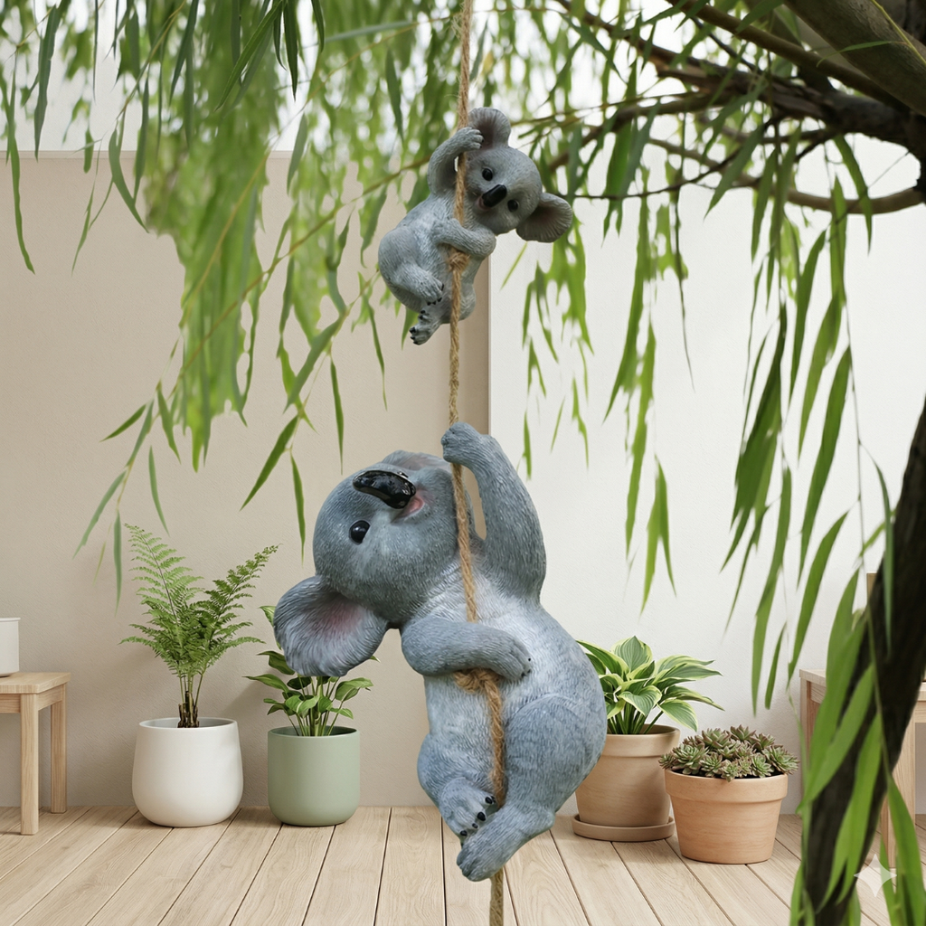 Koala Garden Swing Figurine for Enchanted Outdoor Decor | Temsk