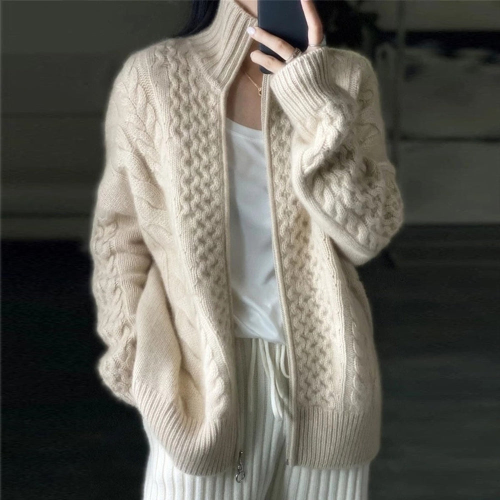 Aurelia Cashmere Cardigan With High Neck For Year Round Comfort | Temsk