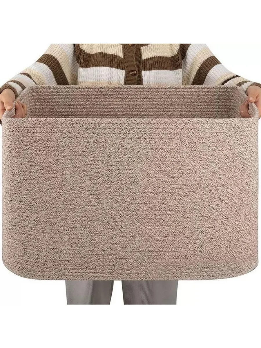 Large Rectangular Rope Laundry Basket With Handles For Storage | Temsk