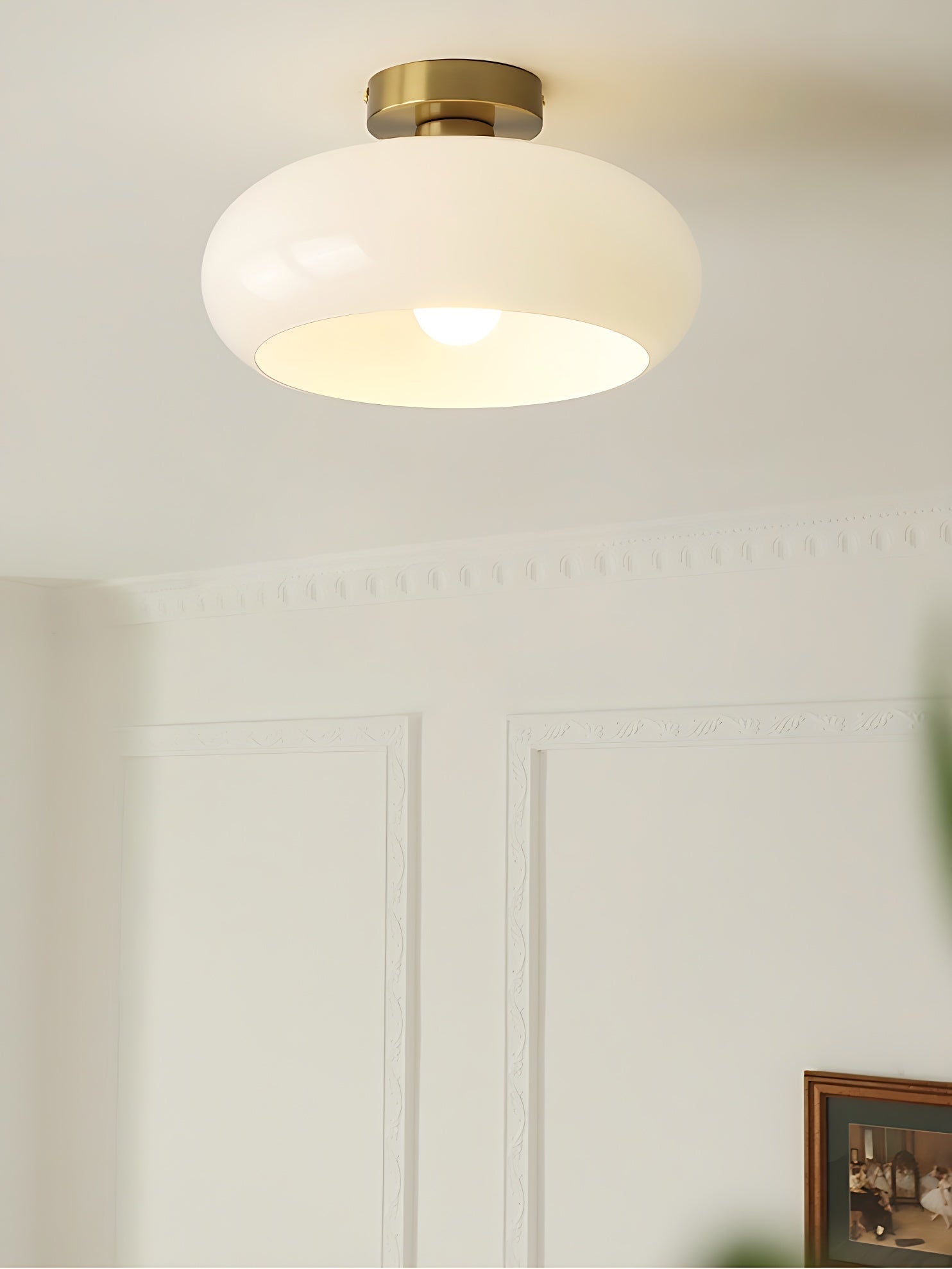 Bauhaus Glass Disk Ceiling Light In Brass Or Chrome Finish, Orange-Yellow Or White Glass | Temsk