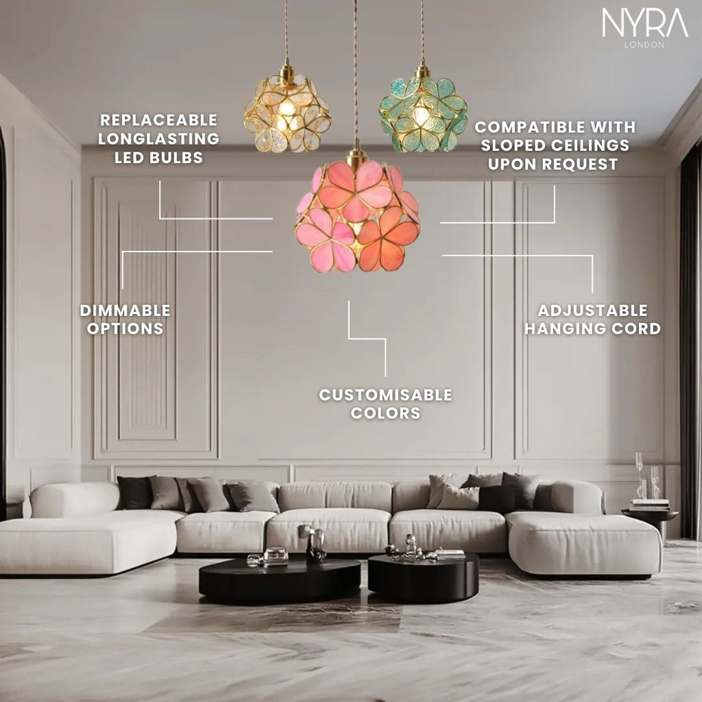 Liora Glass Flower Pendant Light for Living Rooms and Homes | Temsk