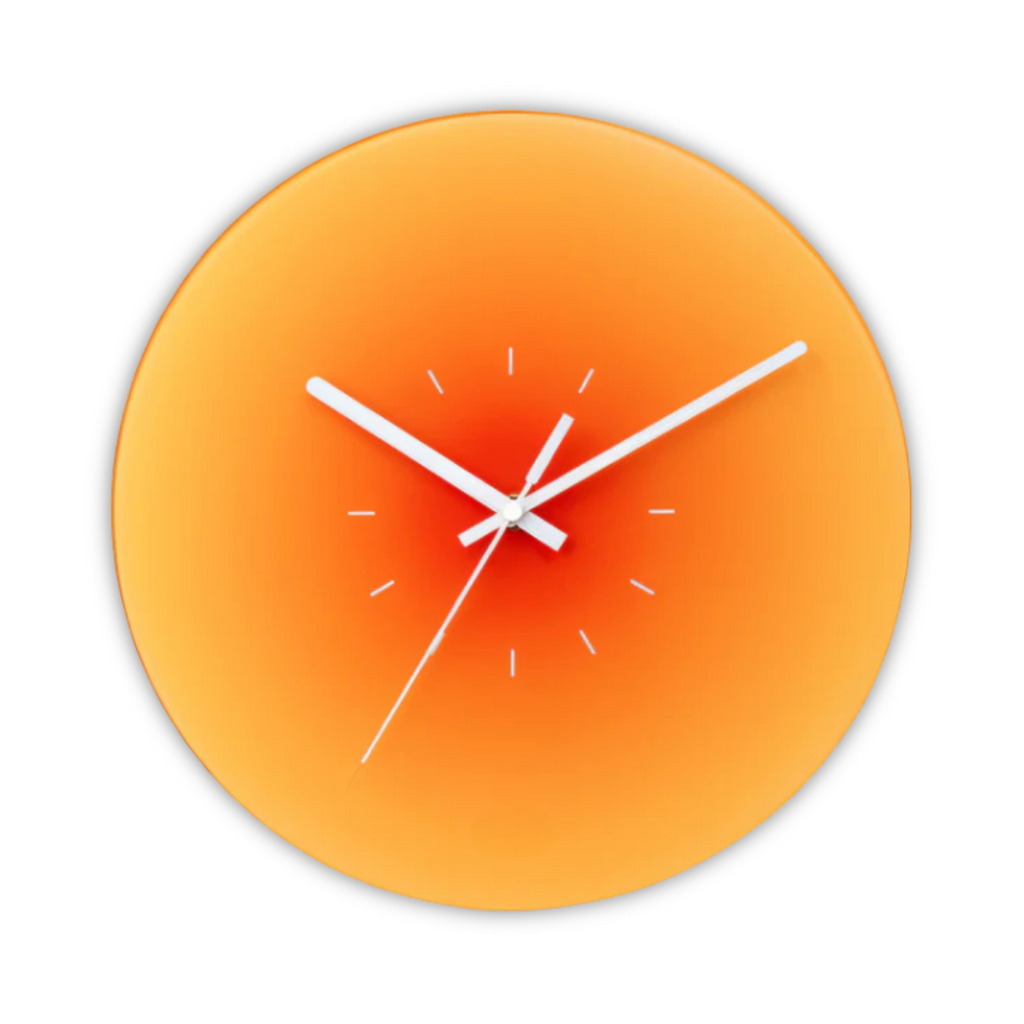 Sunset Glas Wanduhr mit Farbverlauf-Finish | Temsk